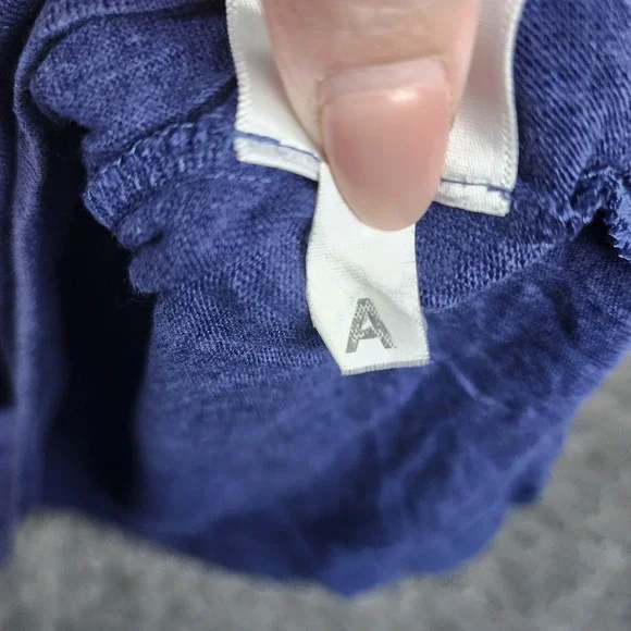 Eileen Fisher Linen Top Woman 1X Blue V-Neck Sequin Embellished Short Sleeve - Picture 2 of 6